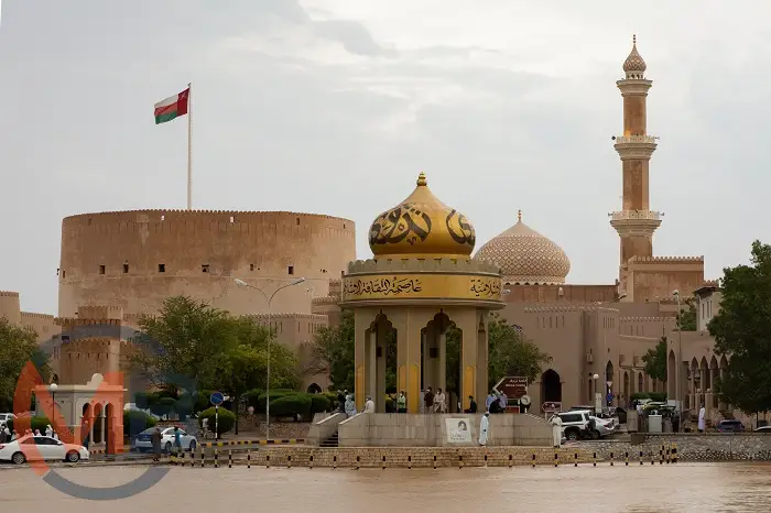 Nizwa Fort: a 17th-century fortress in Wilayat Nizwa (District), Ad Dakhiliyah Governorate built by Imam Sultan bin Saif Al Ya’arubi, showcasing Omani architectural ingenuity and cultural heritage