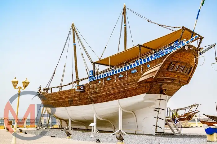 Sur Maritime Museum interior with traditional Omani dhow ship models and maritime artifacts in Sur (Wilayat), Al Sharqiyah South Governorate